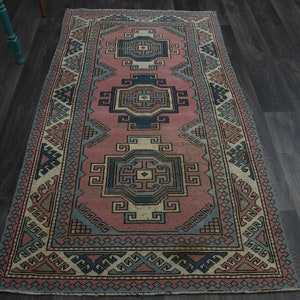 3.8x6.6 ft, TURKISH Pink Rug, VINTAGE Rug, Oushak Rug, Area Rug, Handmade, Wool Rug, Shabby Chic, Pastel, Oriental Rug, Turkey Carpet