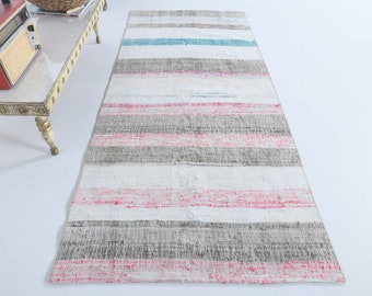 3x7 ヴィンテージ トルコ製 キリム ランナーラグ、ウシャック