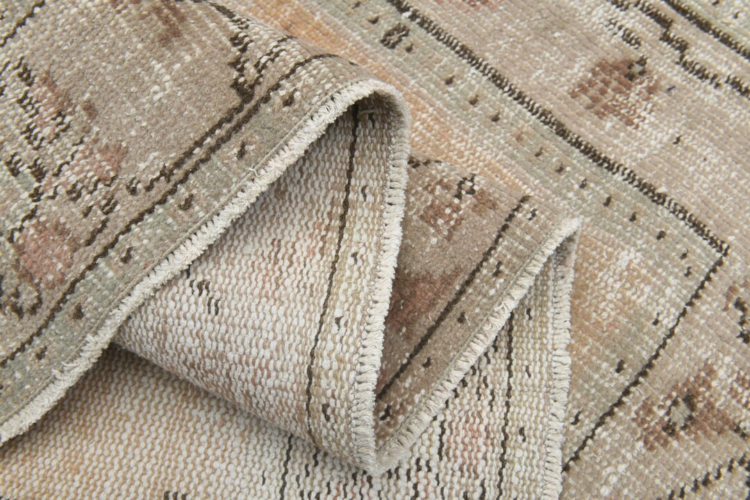 5'4x9'1 ft、ベージュ トルコ エリア ラグ、トライバル ラグ