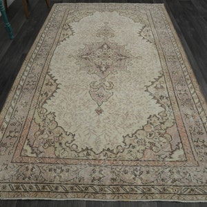 6x9 Beige TURKISH RUG, Handmade Vintage Rug, Oriental Rug, Beige Rug, Wool, Living Room Rug, 6x9 Rug, Home Decor, Area Rug, 5.5x9.3 Ft