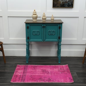 2x4 TURKISH Rug, Vintage Rug, Oushak Rug, Wool Rug, Handmade Rug, Bath Mat, Door Mat, Farmhouse Decor, Shabby Chic Decor, Pink Rug, Carpet