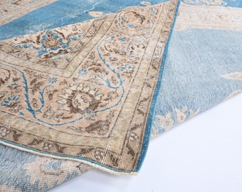 8.8x12 ft, TURKISH AREA Rug, Vintage Rug, Oushak Rug, Handmade Rug, Oversized Carpet, Farmhouse Decor, Wool Rug, Boho Decor, Neutral Rug