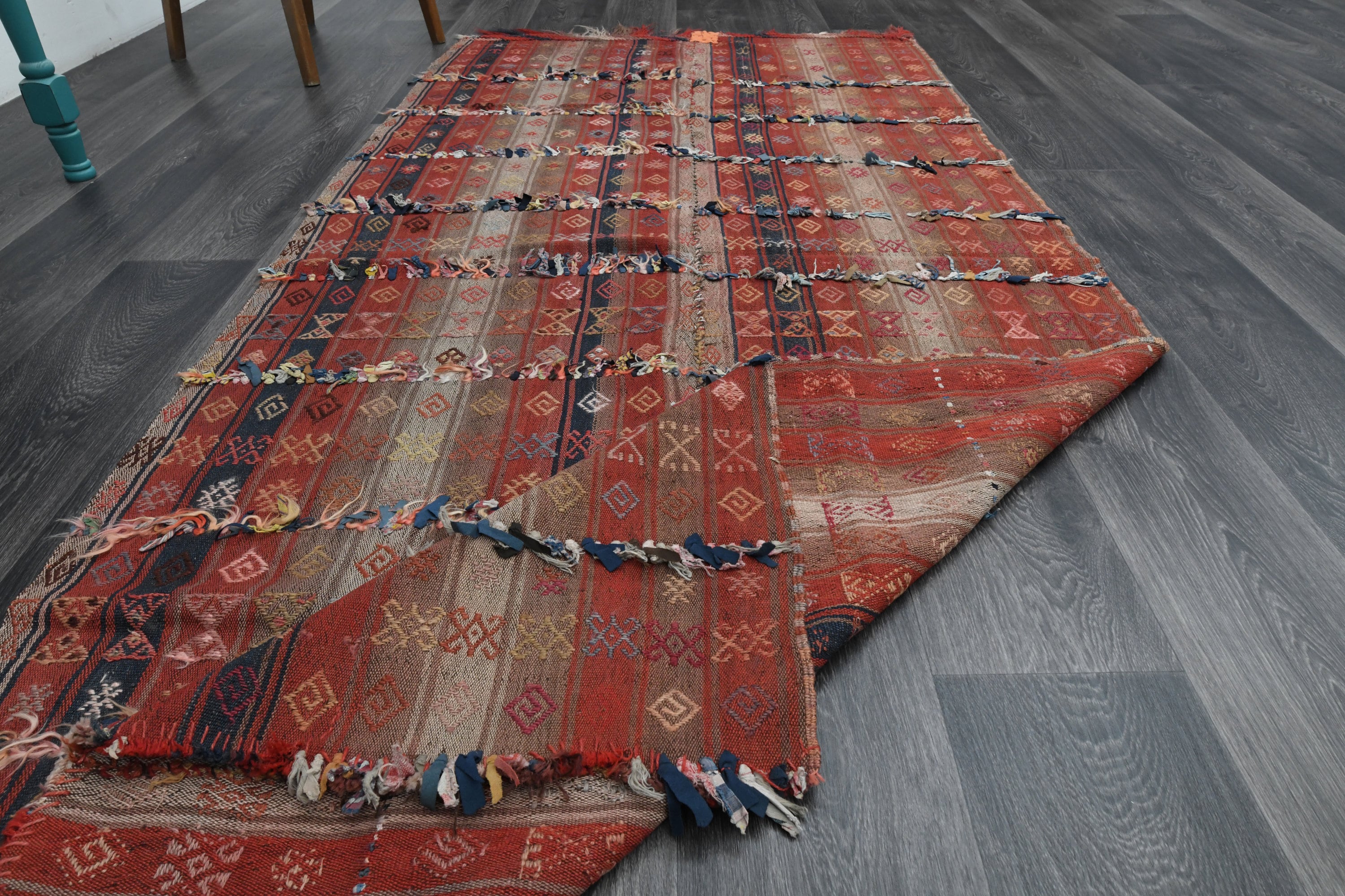 3.8 x 8.5フィート、トルコキリムラグ、ヴィンテージラグ