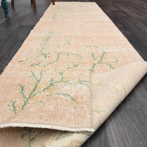 2x9 ft, TURKISH RUNNER, Hallway Vintage Rug Runner, Handmade Wool Rug, Oushak Runner, Decor Rug, Rustic Rug, Floral Carpet, Beige Kitchen