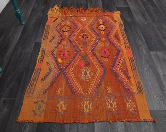 3.5x6 Ft, Vintage Rug, Accent Rug, Area Rug, Vintage Rug, Flatweave Rug, Turkish Rug, Oushak Rug, Throw Rug, Small Rug, Wool Handmade Rug