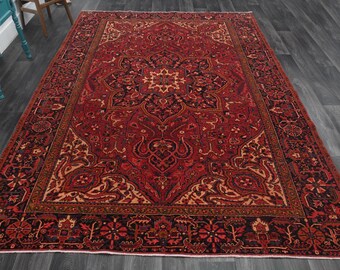 7.9x11.1 ft, VINTAGE PERSIAN AREA Rug, Living Room Rug, Home Decor, Washable, Handmade Persian Rug, Wool, Dining Room, Washable, Bohemian