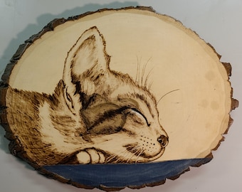 Sleeping Cat Wood Burning