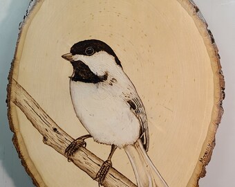 Chickadee Wood Burning