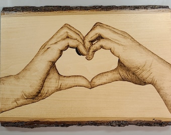 Hands Heart Wood Burning