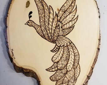Bird Zentangle Wood Burning