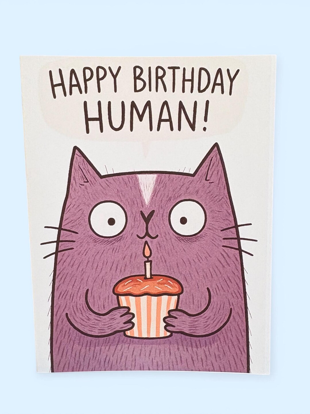 Happy Birthday Human Cat Card-funny Handmade A5 Birthday Card - Etsy