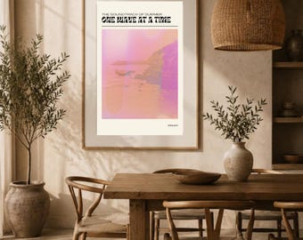 Póster decorativo con tipografía neutra para pared, con mensaje editorial, imprimible para hogares modernos.