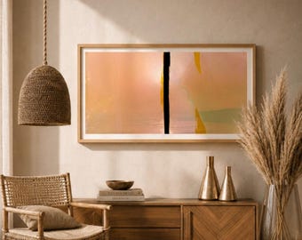Lámina artística abstracta "Moody Beach", decoración de pared con paisaje costero (descarga digital)