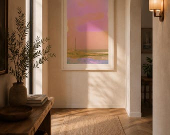 Decoración de pared imprimible para casa de playa, fotografía atmosférica del océano, descarga de arte interior costero tranquilo