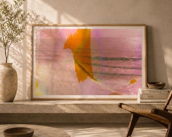 Fotografía de playa con ambiente melancólico, decoración abstracta de paisaje costero, arte mural minimalista (descarga digital)