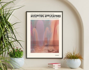 Abstract Rainbow Sunset Digital Poster, Poster with Quote, Print on Demand, Digital Beach Photo, Trendy Surf, Custom Poster, Vibrant Sunset