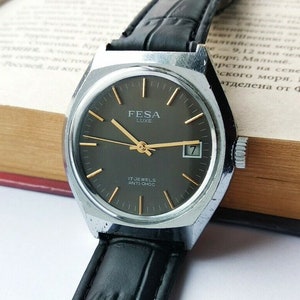 Vintage Watch FESA LUXE France Wristwatch Mens 1970&#39;s Manual Watch Mechanical  cal. France Ebauches 140 1C