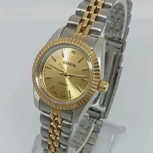 Watch GENEVA Beautiful Quartz Womens Wristwatch Two tones silver with gold