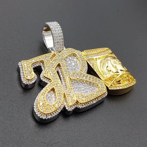 Icedout VVS Moissanite Custom Pendant   Dual Tone Fully Iced Out Hip Hop Pendant Hip-Hop Designer Pendant 925 Silver