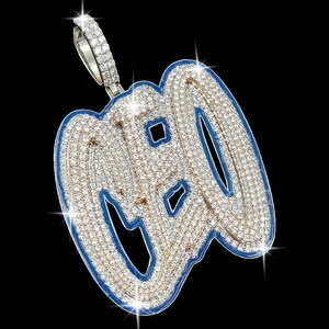Icedout VVS Moissanite 925 Colgante personalizado de plata esterlina Cualquier letra Dos tonos Totalmente helado Diseñador personalizado Colgante de burbuja de moda