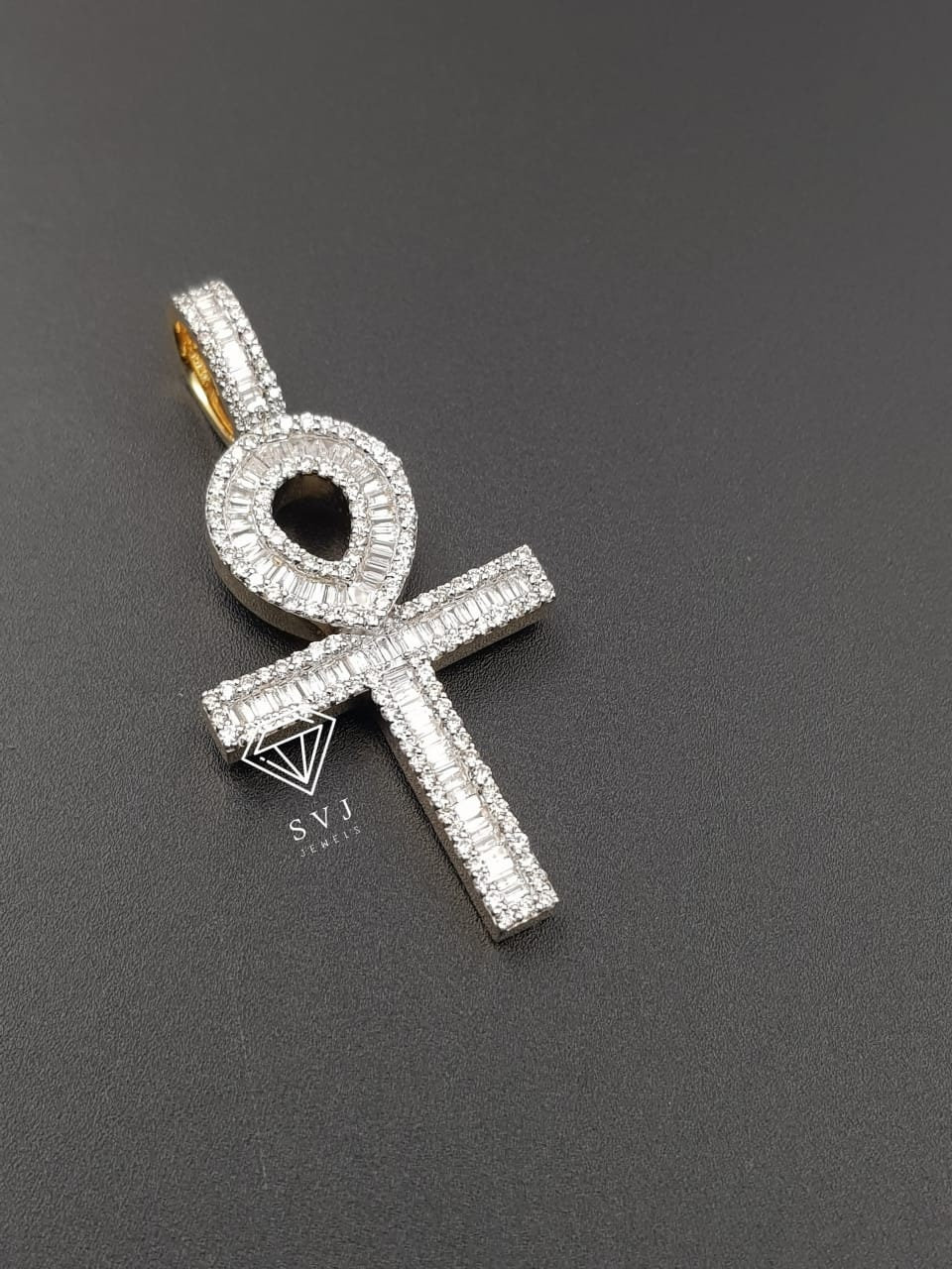 Icedout Ankh Pendant 1.5''inch 925 Sterling Silver Christmas