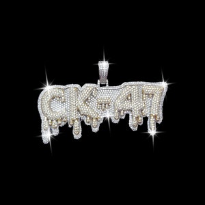 Colgante personalizado de plata de ley 925 con moissanita VVS Icedout, cualquier letra, dos tonos, totalmente helado, colgante de burbuja de diseño personalizado y moderno