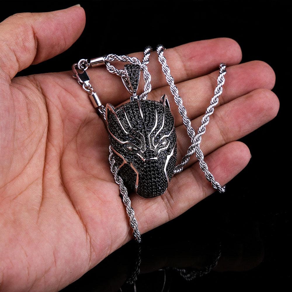 Iced out black panther pendant best sale