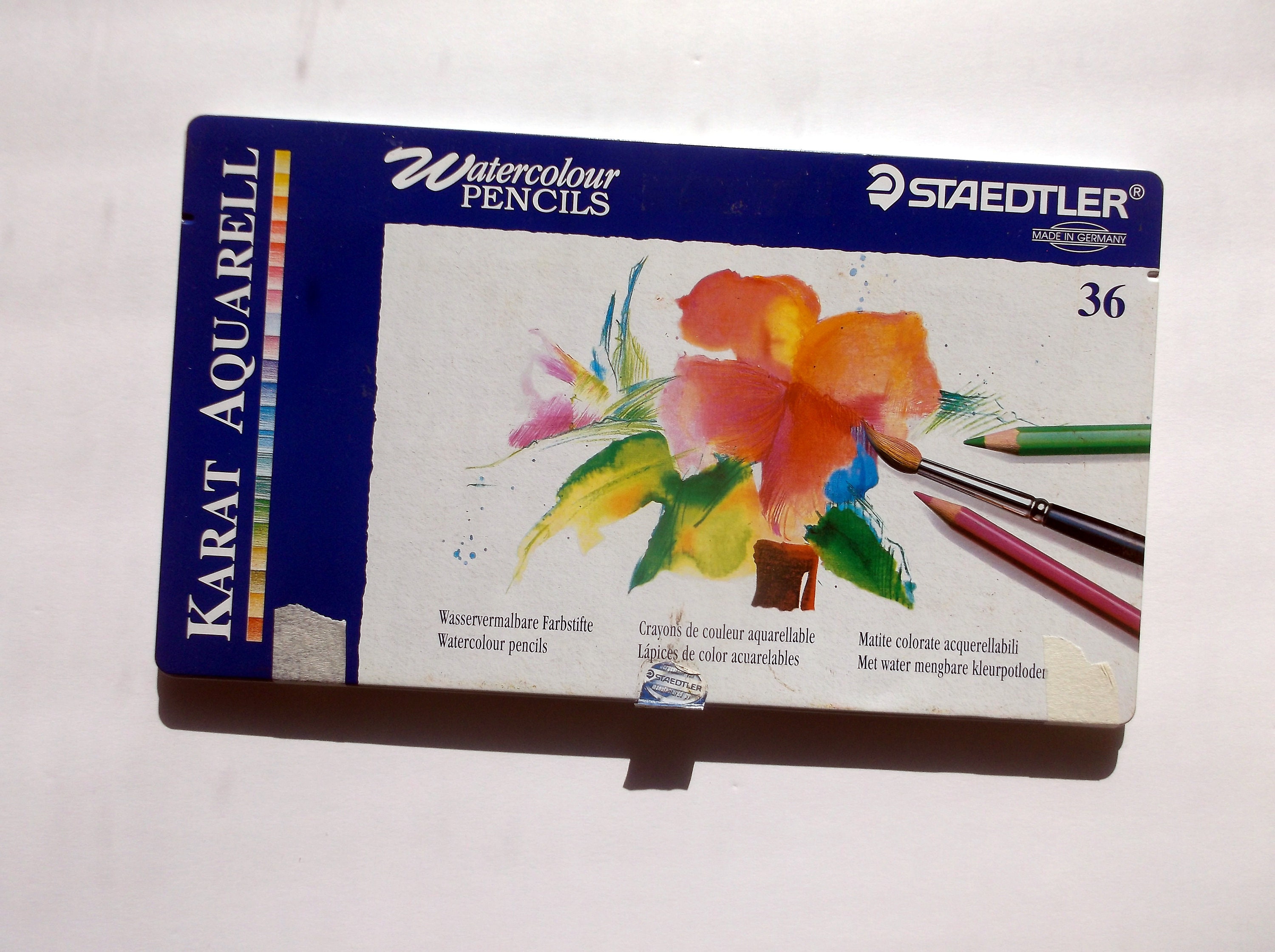 STAEDTLER Karat Aquarell Watercolor Pencils 36 Set Tin Box Vintage