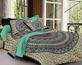 Housse de couette Mandala Double Literie Throw Indian Housse de couette en forme d/étoile psych/éd/élique et taie doreiller Bohemian Throw