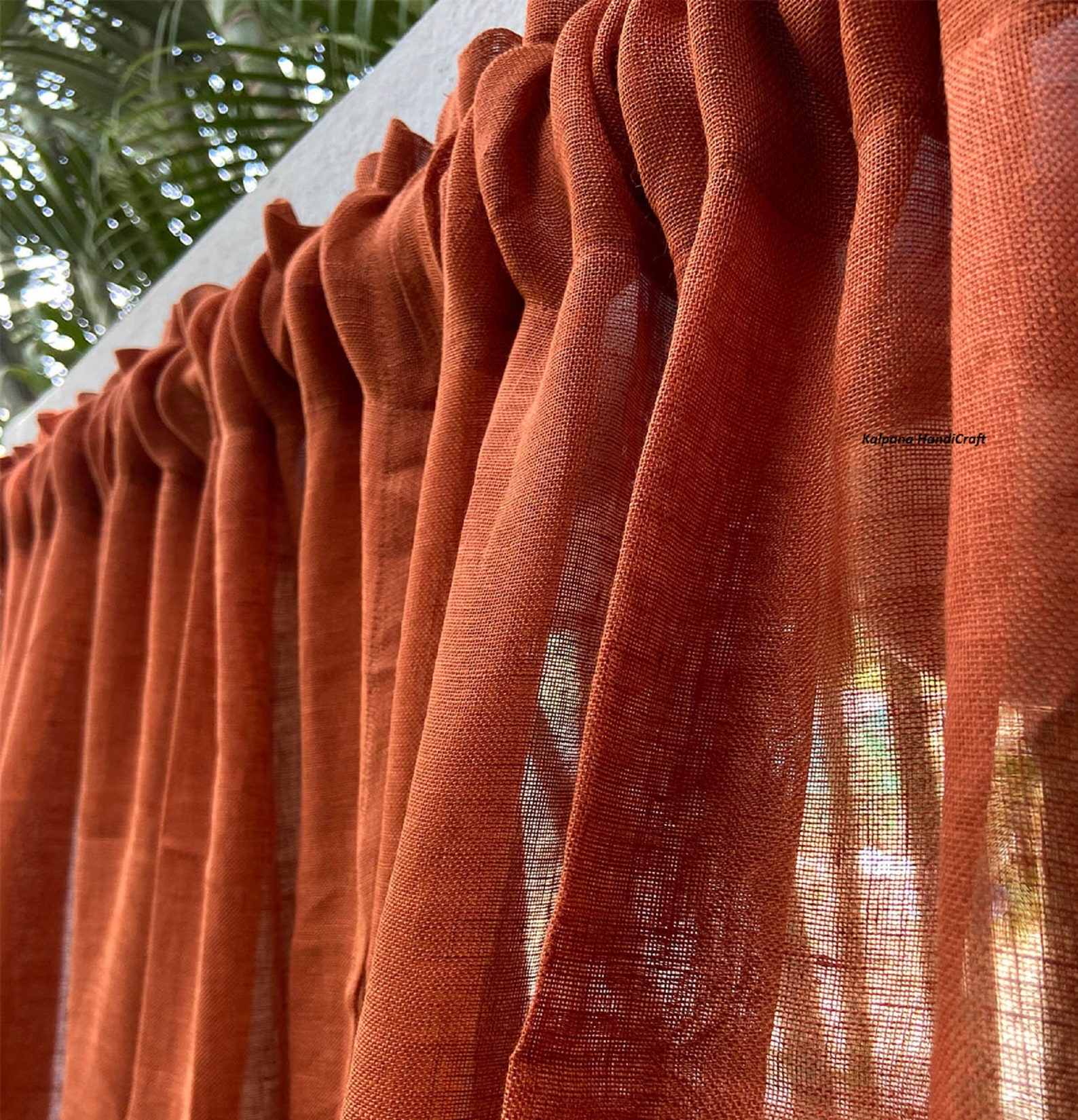 Burnt Orange Linen Curtains Blackout Curtains 2 Window Etsy