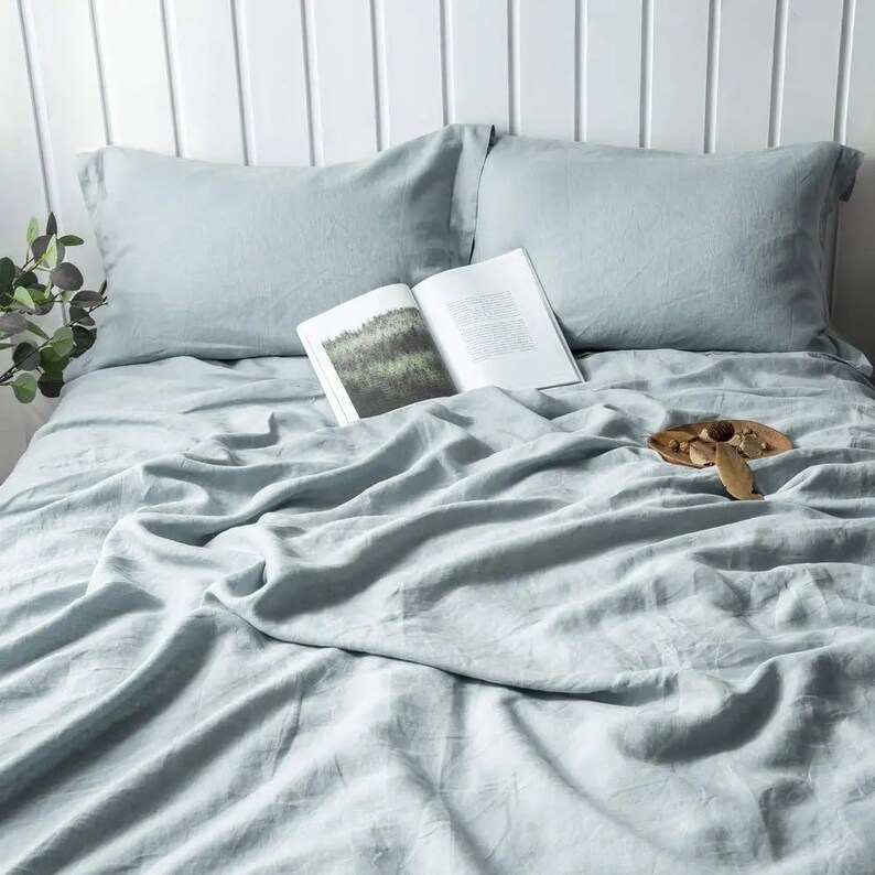 DUSTY BLUE LINEN Duvet Cover. Natural Stonewashed Linen Duvet Etsy