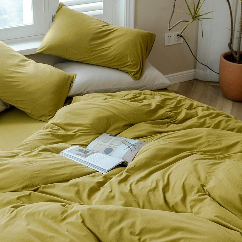 3 Pcs Set Green Duvet Cover With Coconut Button Duvet Cover Etsy