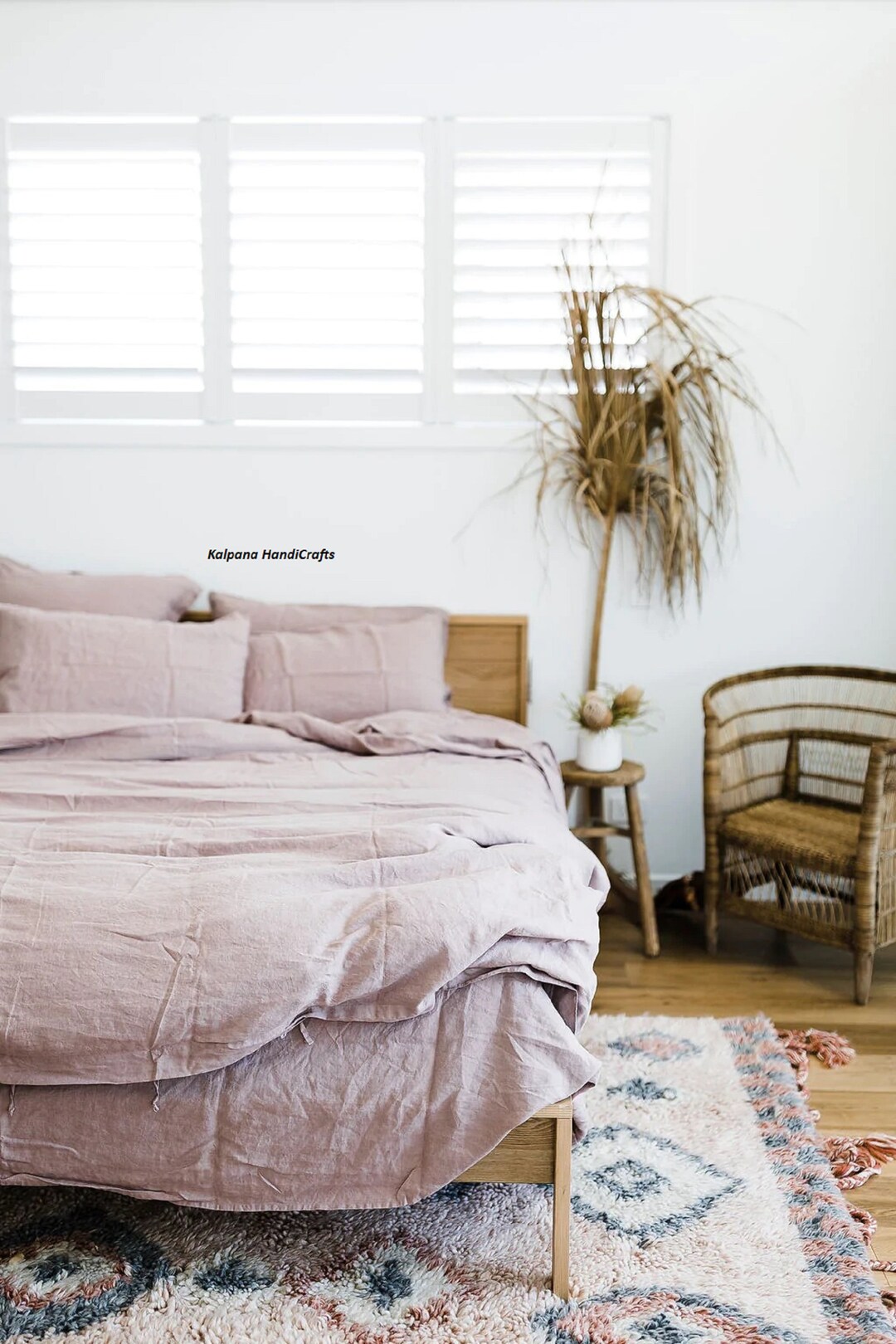 Dusty Pink Bedding Sets Preshrunk Washed Cotton Duvet Cover,queen