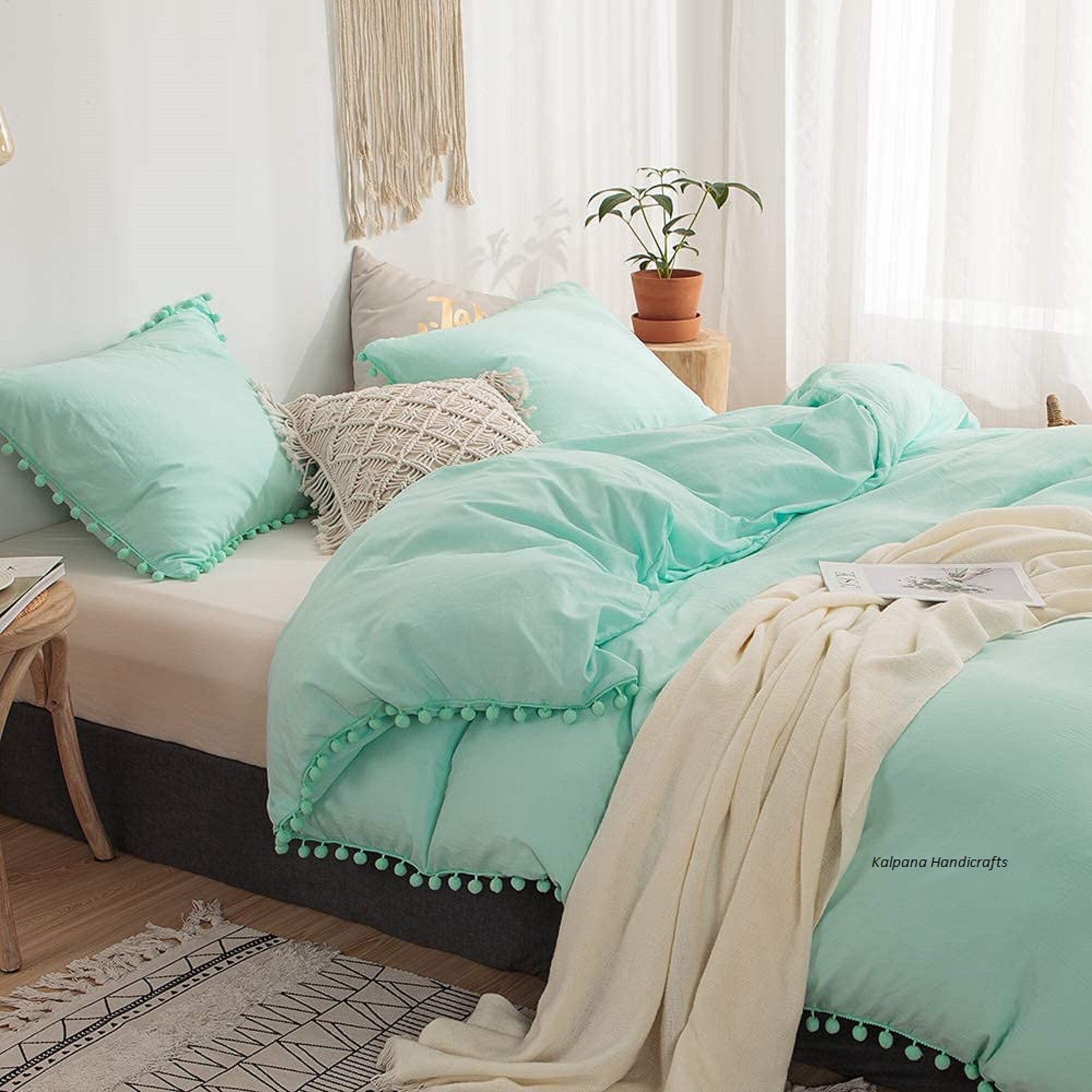 Turquoise Blue Washed Cotton Duvet 
