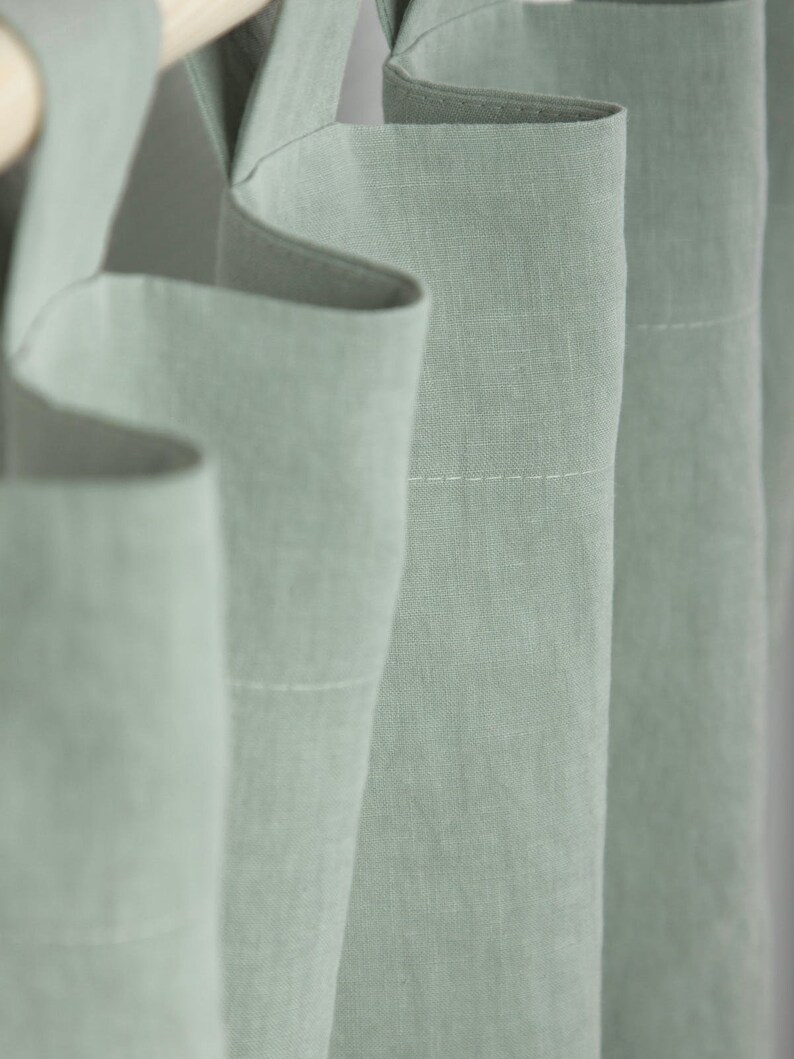 Sage Green Regular and Back Tab Top Cotton Curtains / 2 Panels Etsy