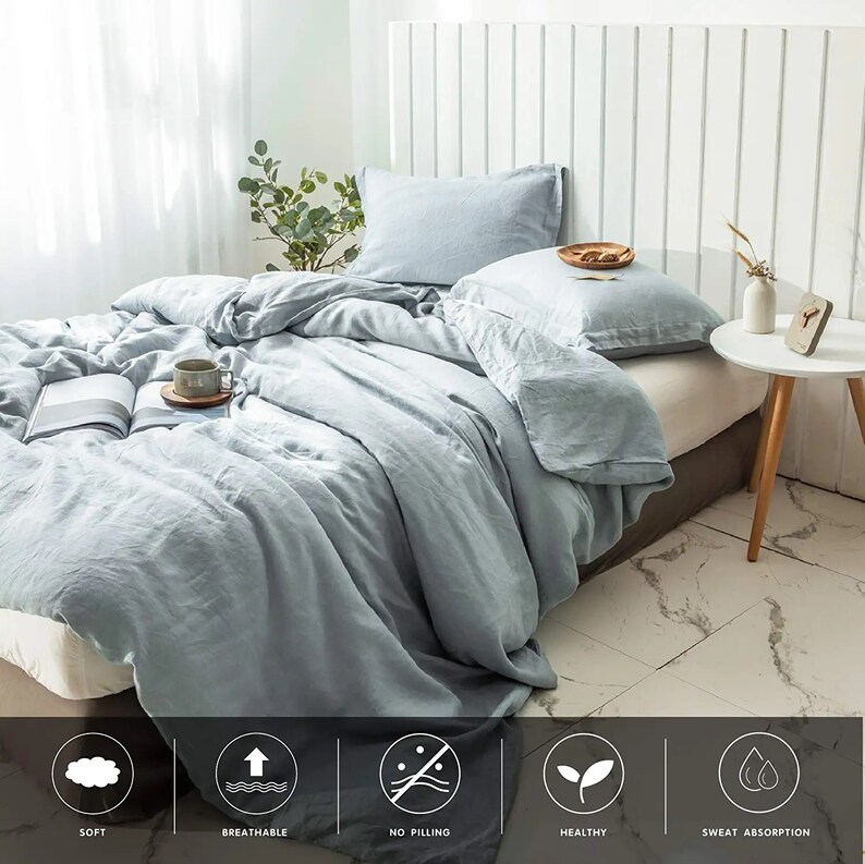 DUSTY BLUE LINEN Duvet Cover. Natural Stonewashed Linen Duvet Etsy