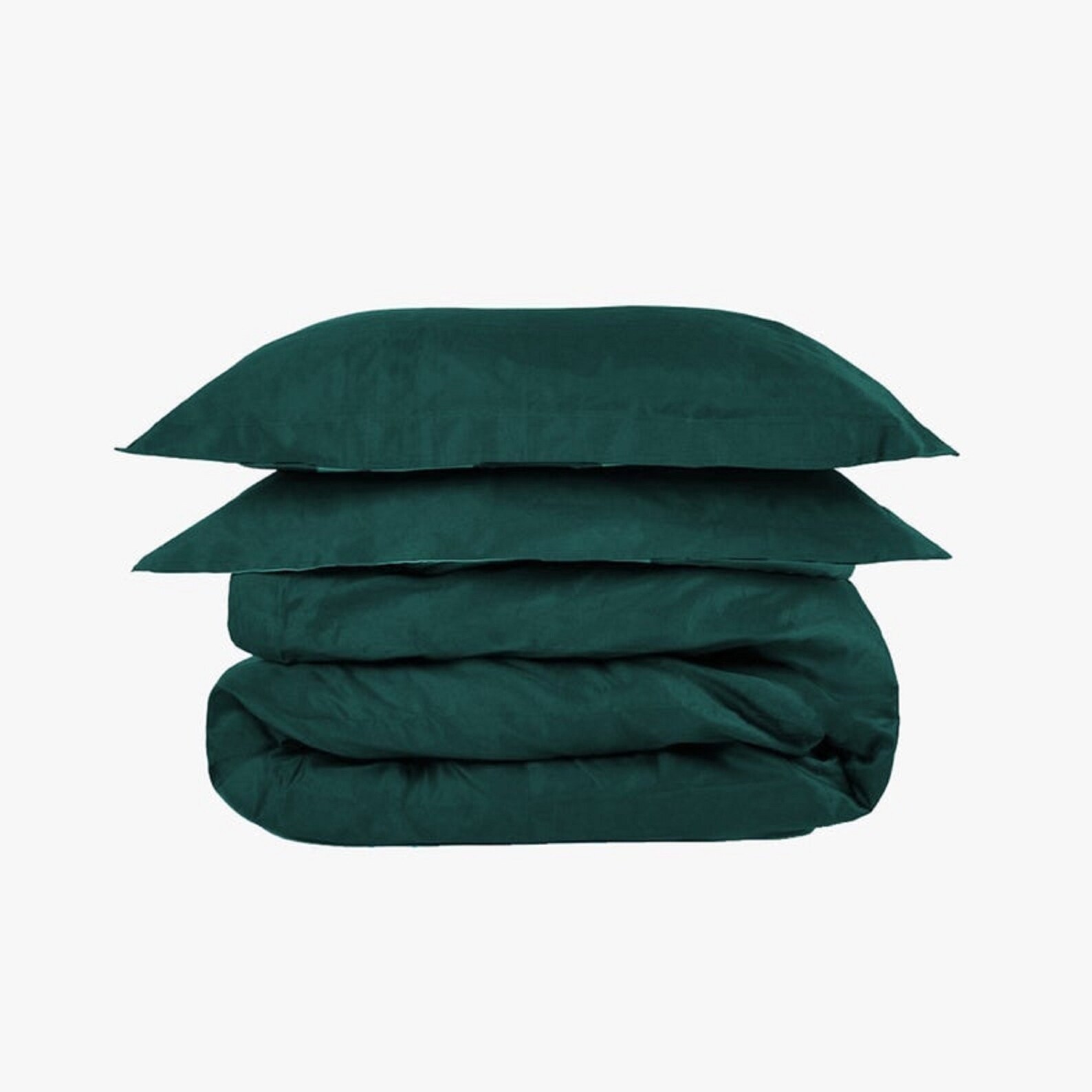 Dark Green Duvet Cover With Two Pillowcases Washed Cotton Etsy
