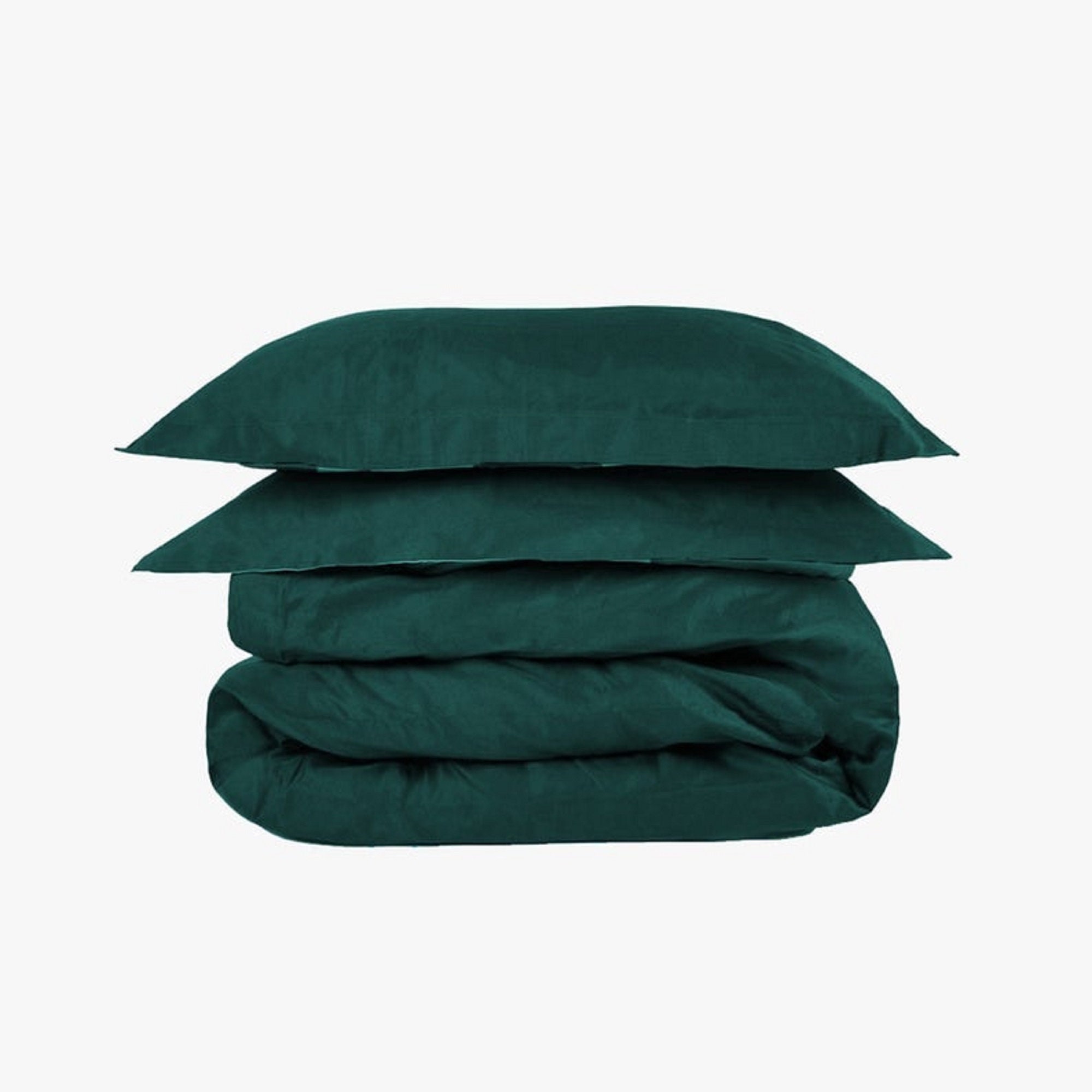 Dark Green Duvet Cover With Two Pillowcases Washed Cotton Etsy