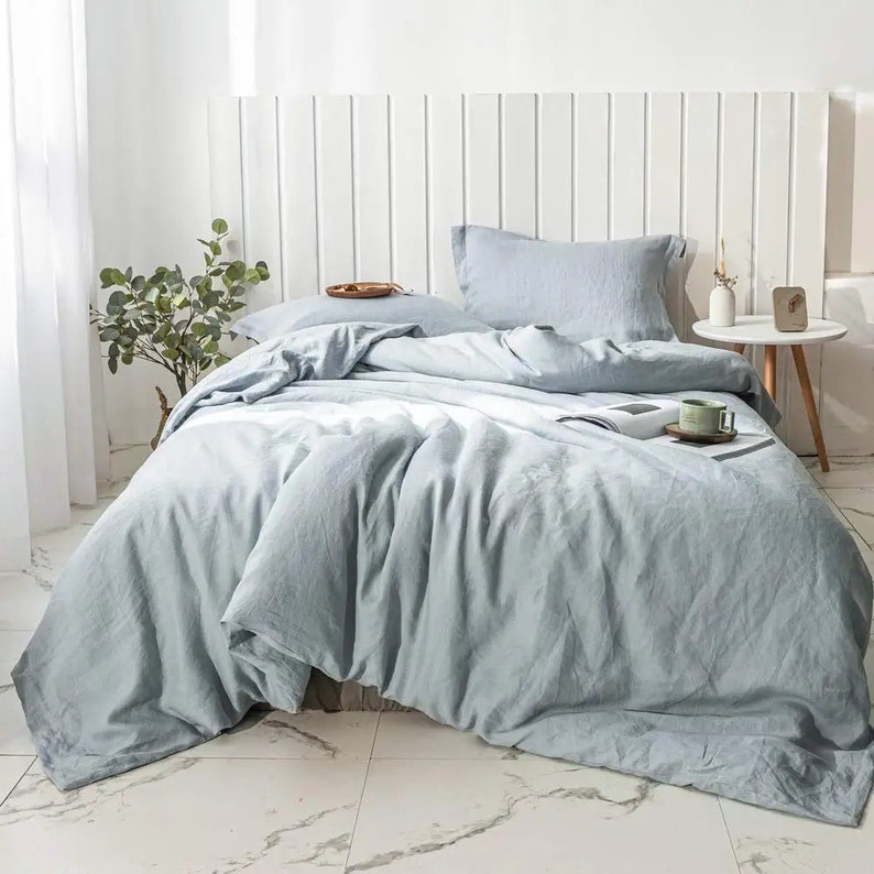 DUSTY BLUE LINEN Duvet Cover. Natural Stonewashed Linen Duvet Etsy