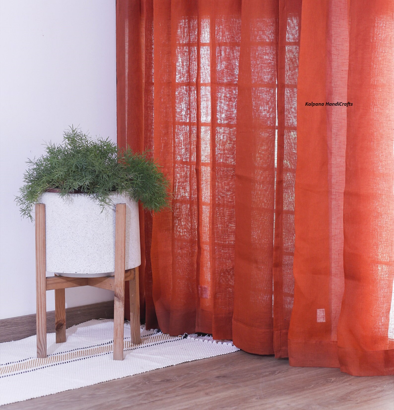 Burnt Orange Linen Curtains Blackout Curtains 2 Window Etsy