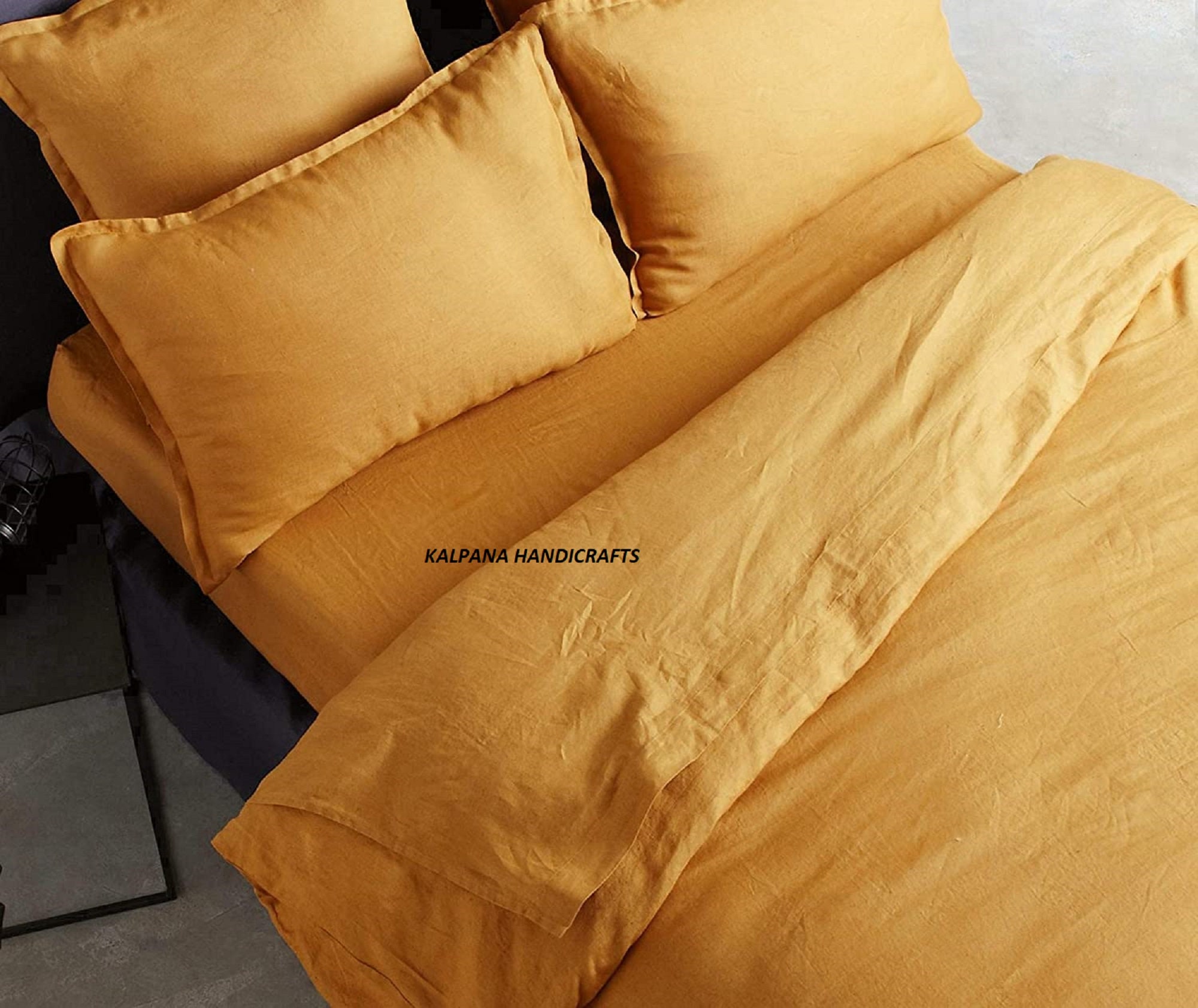 Yellow Mustard Washed Cotton Duvet Cover King Queen Full Etsy