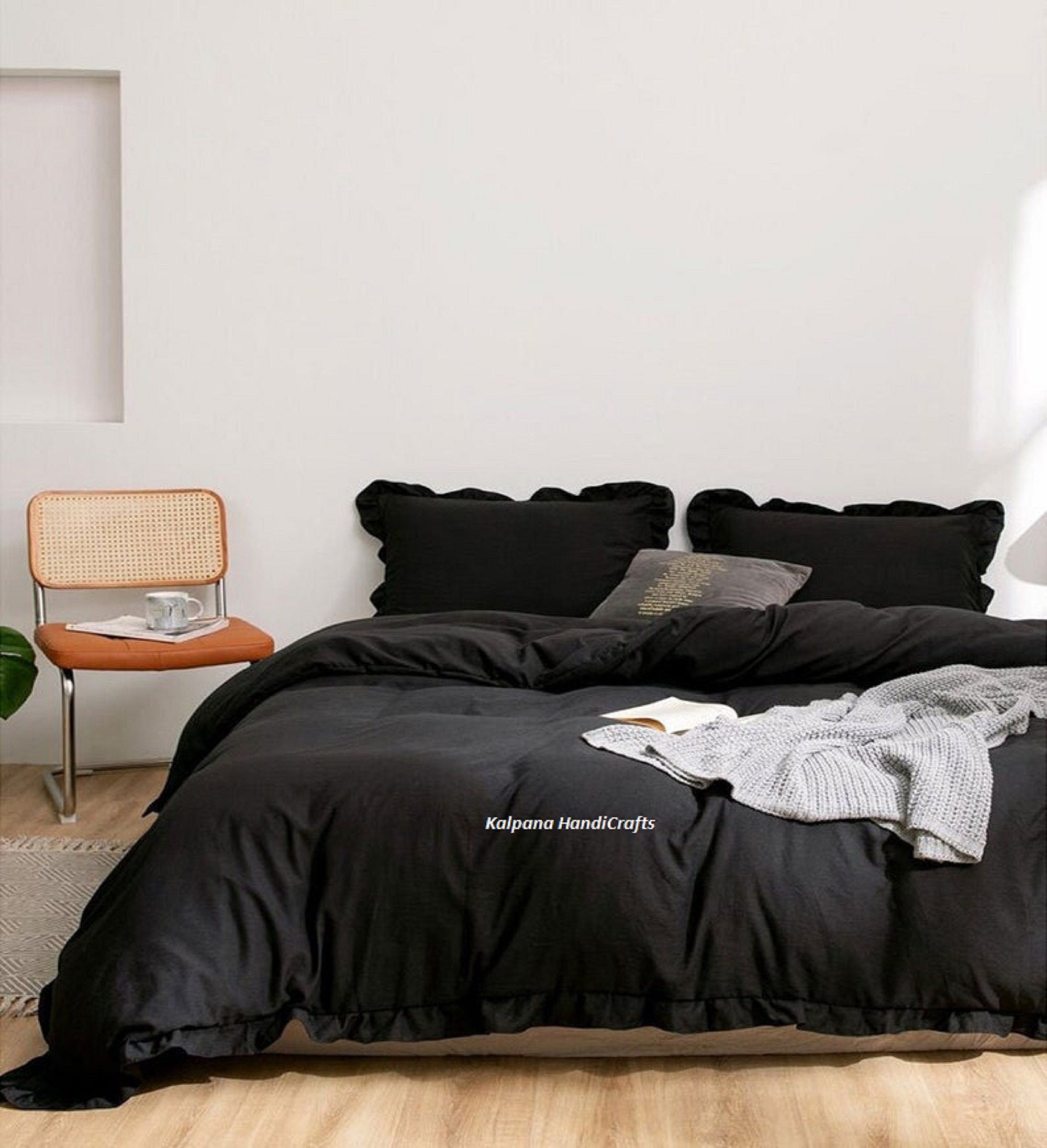 black ruffle duvet cover