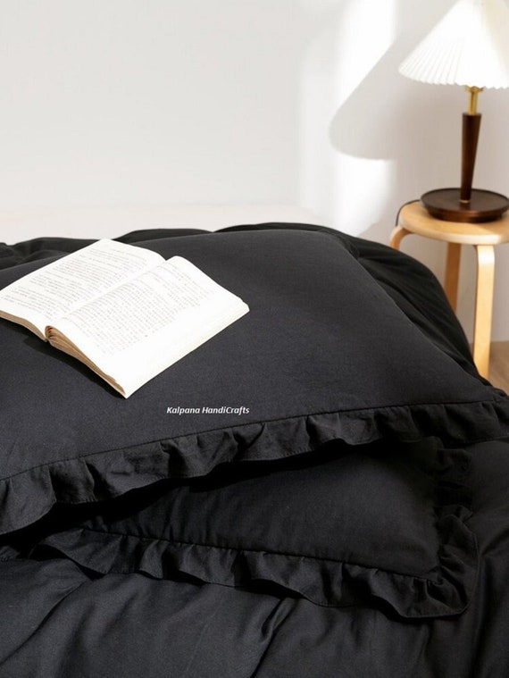 black ruffle duvet cover