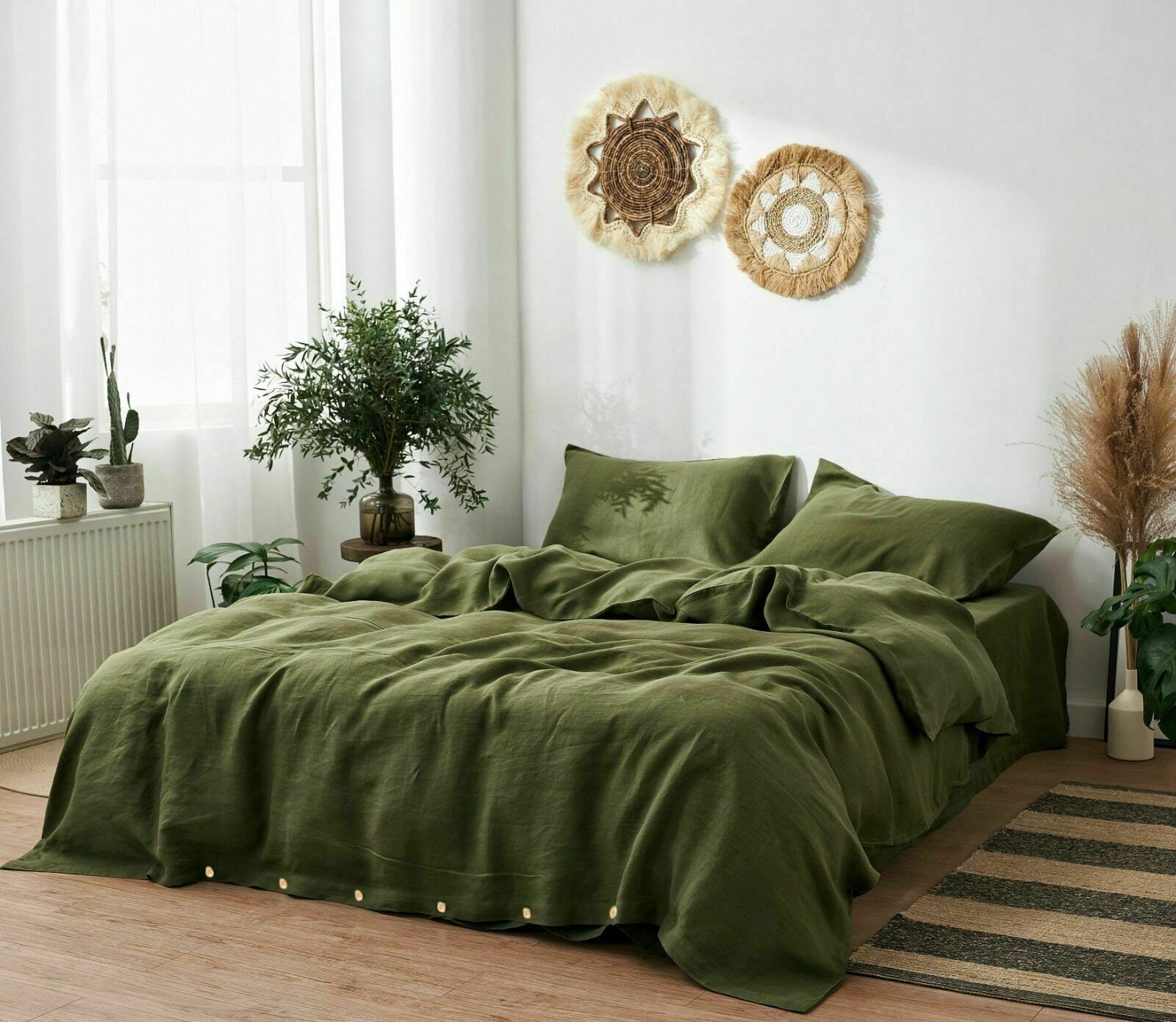 Olive Green Stonewashed Cotton Duvet Cover King Queen Single Etsy UK