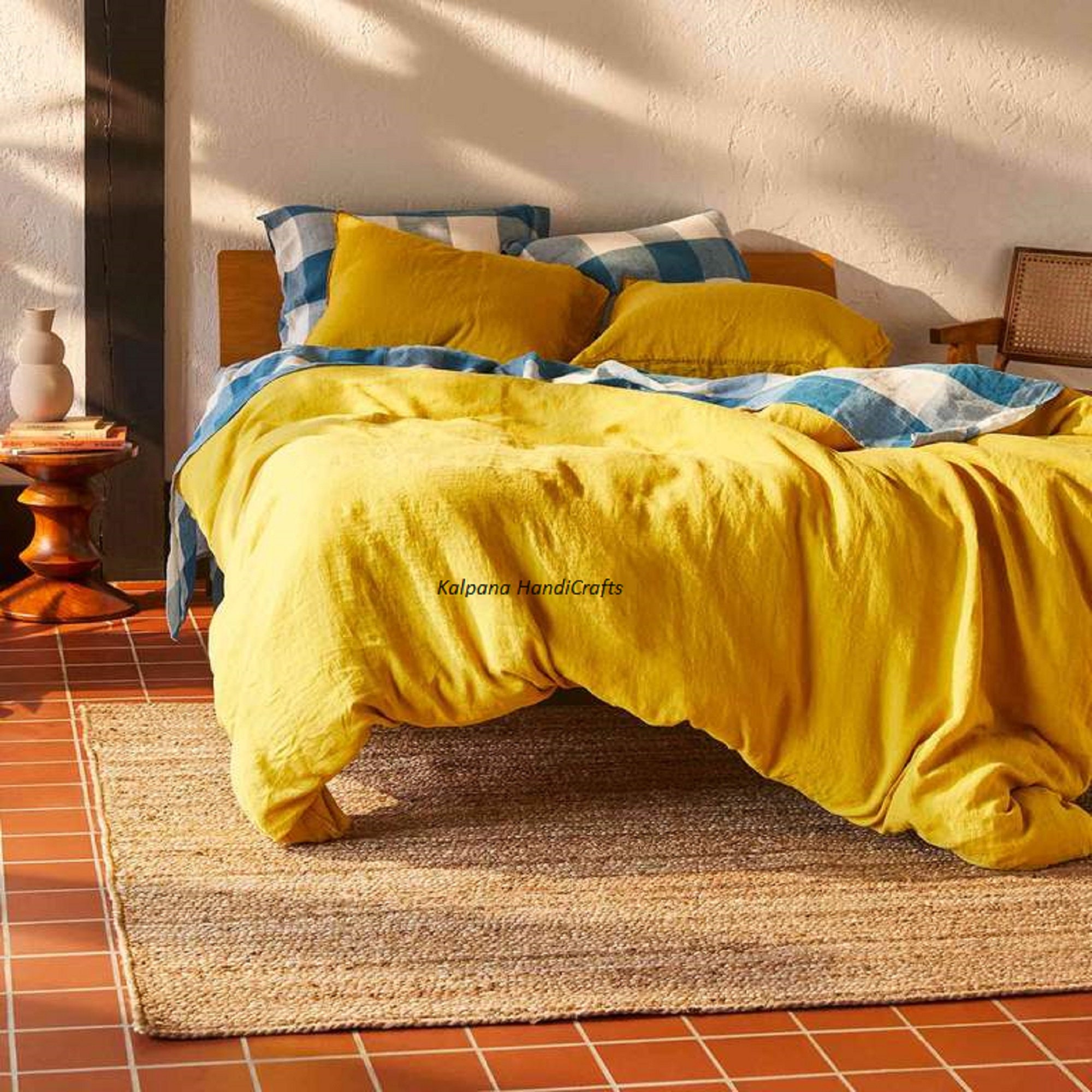Yellow Mustard Washed Duvet Cover 