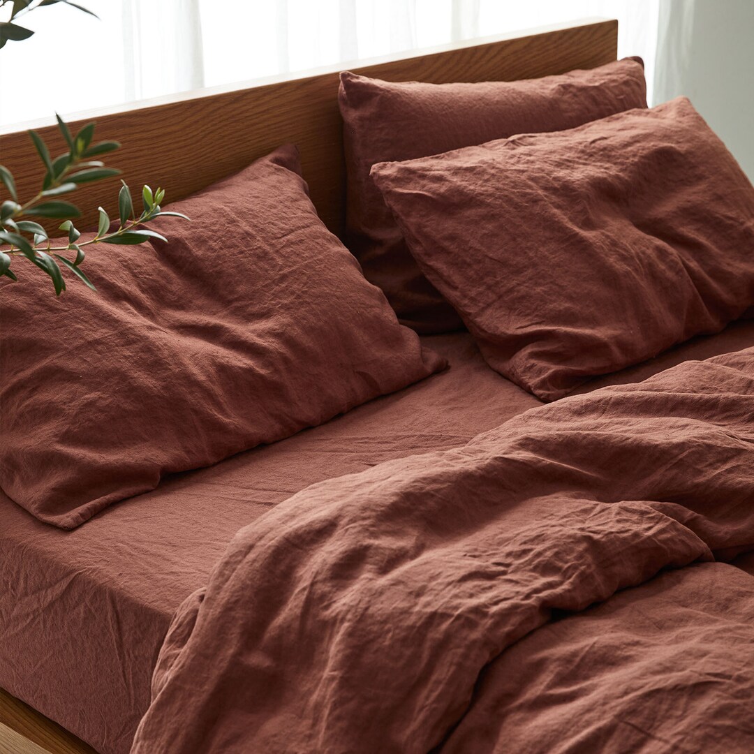 Rust Linen Duvet Cover Custom Size Linen Duvet Cover Rust Etsy