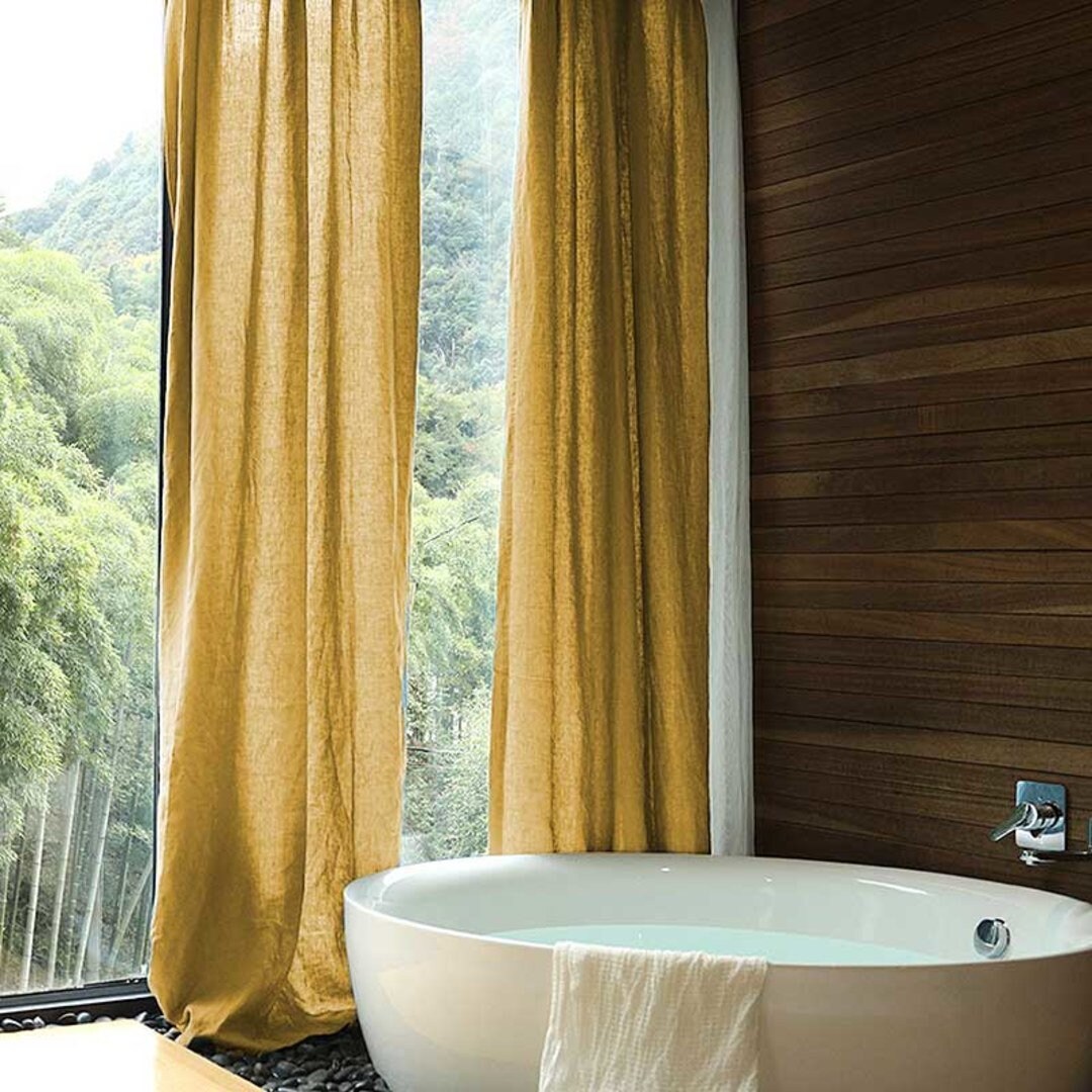 Mustard Yellow Linen Curtain Linen Window Drape / Linen Etsy