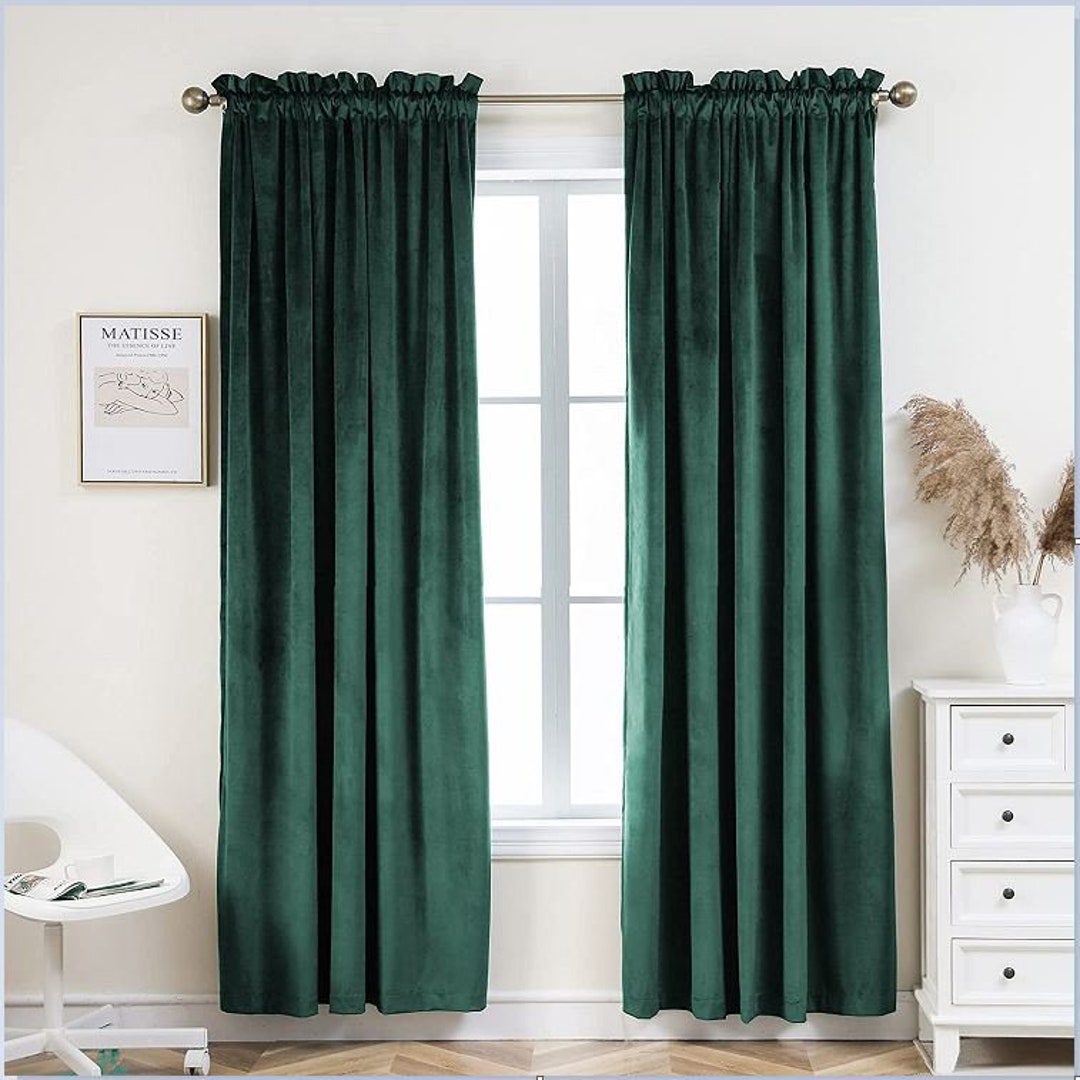 Dark Green Velvet Curtain Living Room Curtain Room Divider Curtain High Quality Extra Large ...