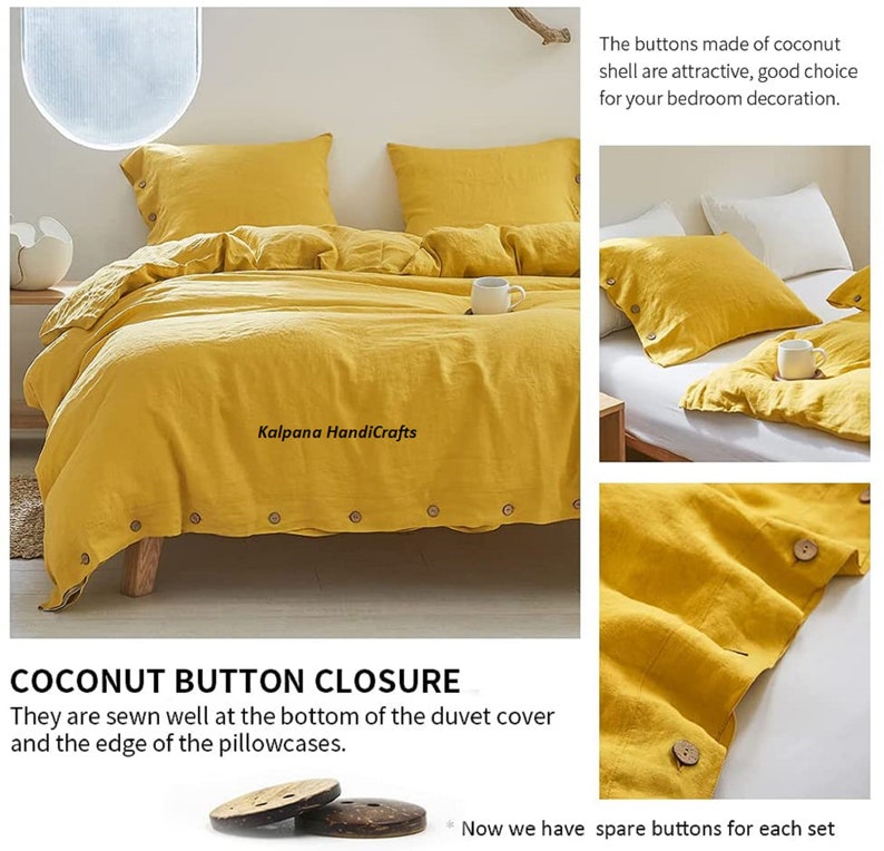 Yellow Linen Duvet Cover Decorative Linen Bedding Yellow Etsy