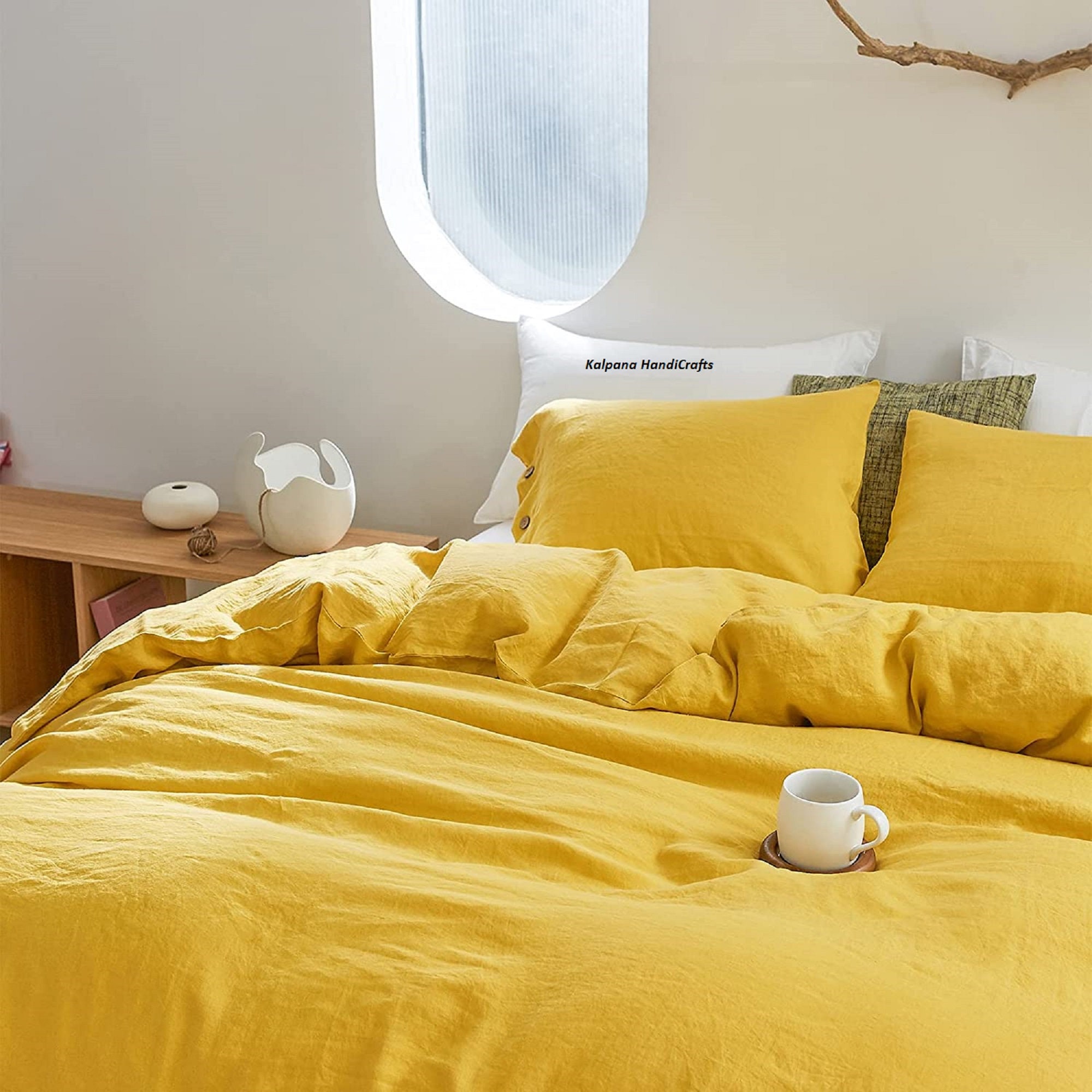 Yellow Linen Duvet Cover Decorative Linen Bedding Yellow Etsy